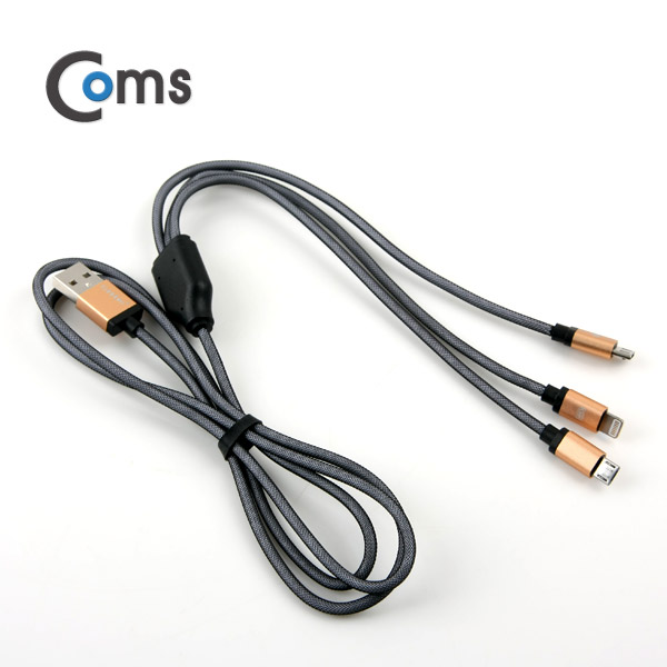 Coms 스마트폰 멀티 케이블(3 in 1) Micro 5P*2/ Lightning 8P, 1M