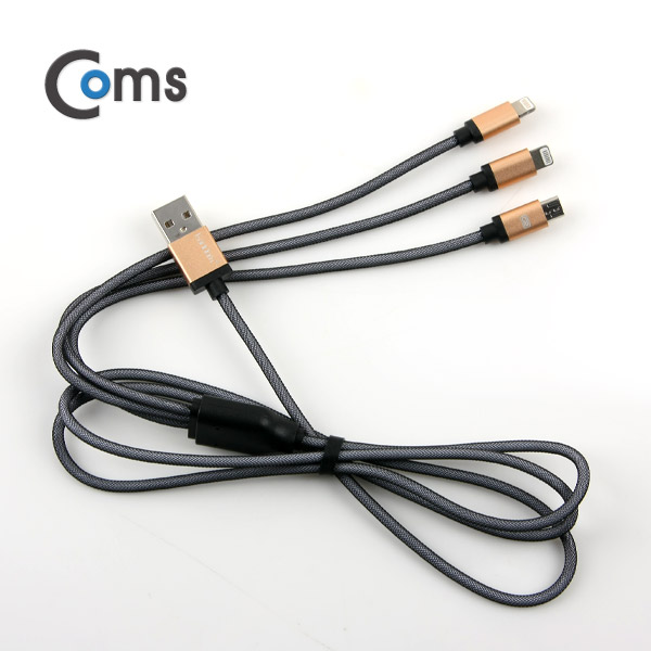 Coms 스마트폰 멀티 케이블(3 in 1) Micro 5P/ Lightning 8P*2, 1M