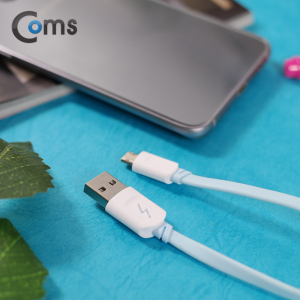 Coms USB/Micro USB 케이블(양면), Sky Blue
