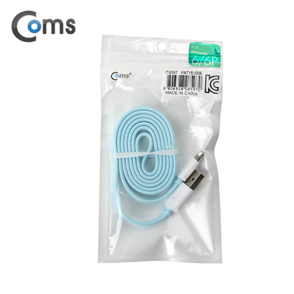 Coms IOS 8핀(8Pin) 케이블(양면), Sky Blue