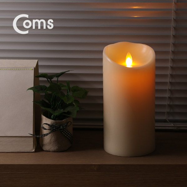 Coms 전자 촛불, LED 양초 (중) 89 x 186mm (Size D타입 1.5V 건전지x2ea )