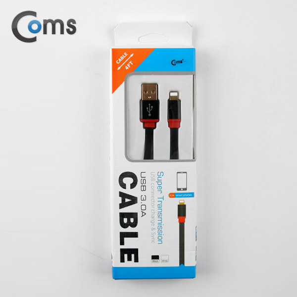 Coms IOS 8핀(8Pin) 케이블 (Flat) 1.2M, 검정