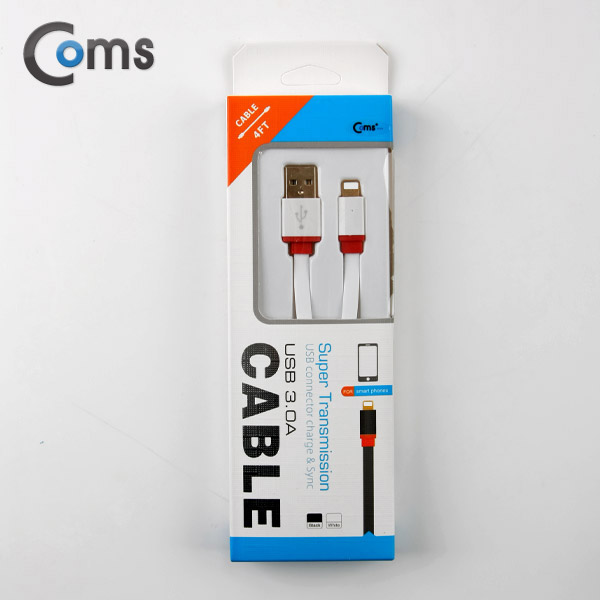 Coms IOS 8핀(8Pin) 케이블 (Flat) 1.2M, 흰색