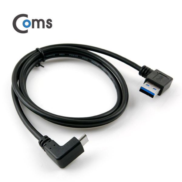 Coms USB 3.1 케이블 (Type C), USB 3.0 A(F) 꺾임형(꺽임), 1M, Black