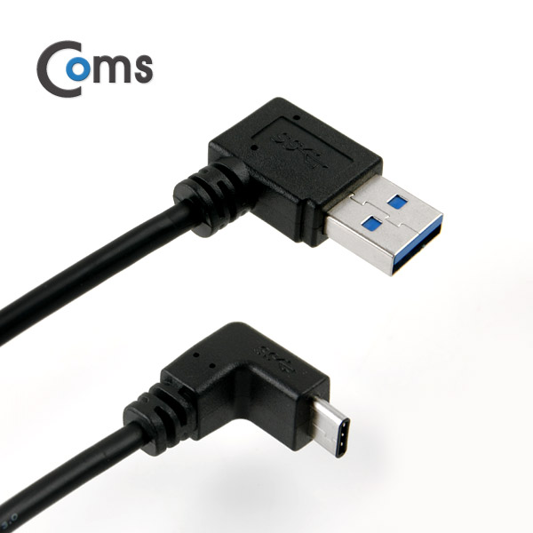 Coms USB 3.1 케이블 (Type C), USB 3.0 A(F) 꺾임형(꺽임), 1M, Black
