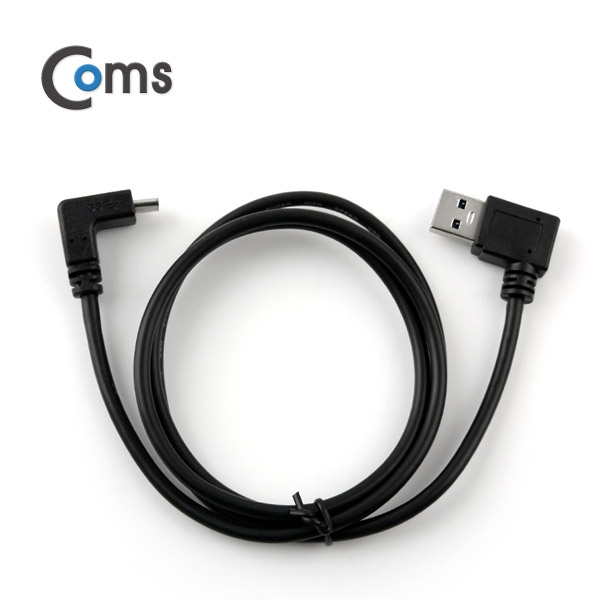 Coms USB 3.1 케이블 (Type C), USB 3.0 A(F) 꺾임형(꺽임), 1M, Black