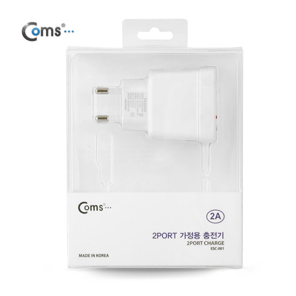 Coms 스마트폰 충전기, 2A, USB 2포트