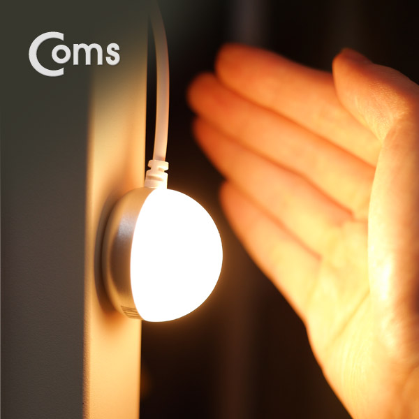 Coms USB LED 램프(전구형) 전구 지름(34mm), Yellow, On/Off 스위치, 자석부착