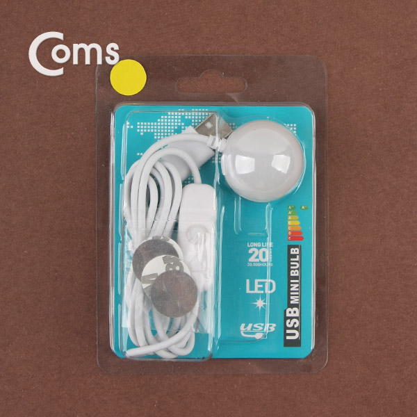 Coms USB LED 램프(전구형) 전구 지름(34mm), Yellow, On/Off 스위치, 자석부착