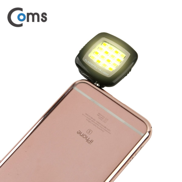 Coms 스마트폰 LED 라이트 16LED, Black