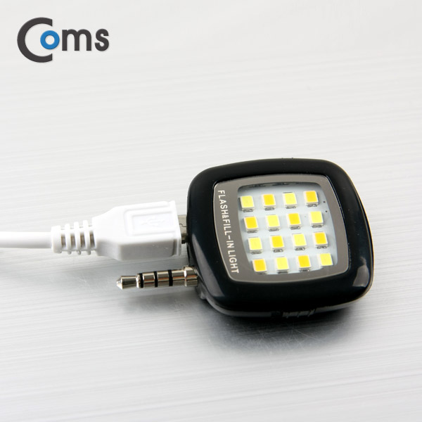 Coms 스마트폰 LED 라이트 16LED, Black