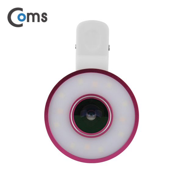 Coms 스마트폰 카메라 확대경(3 in1) 셀카 렌즈, LED 라이트, Macro/피쉬아이/Wide