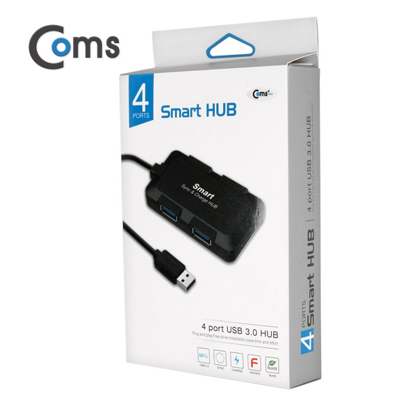 Coms USB 3.0 허브(4P/무전원) 검정, 충전용