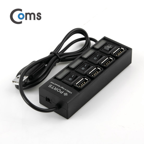Coms USB 2.0 4포트 허브 (개별 스위치/무전원/충전용)