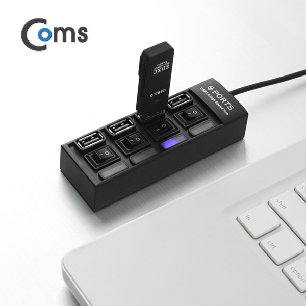 Coms USB 2.0 4포트 허브 (개별 스위치/무전원/충전용)