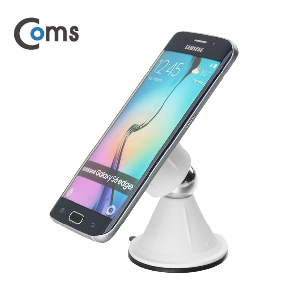 Coms 스마트폰 스탠드(양면 흡착) White 자석 360도 회전