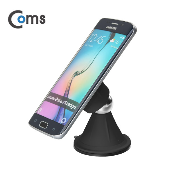 Coms 스마트폰 스탠드(양면 흡착) Black 자석 360도 회전