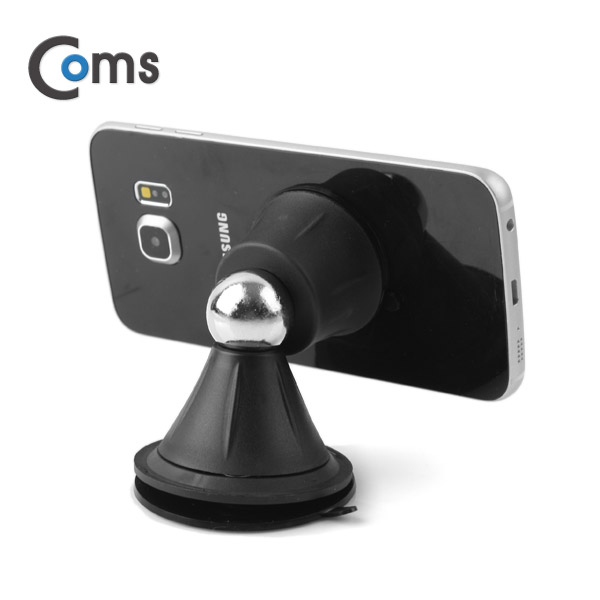 Coms 스마트폰 스탠드(양면 흡착) Black 자석 360도 회전