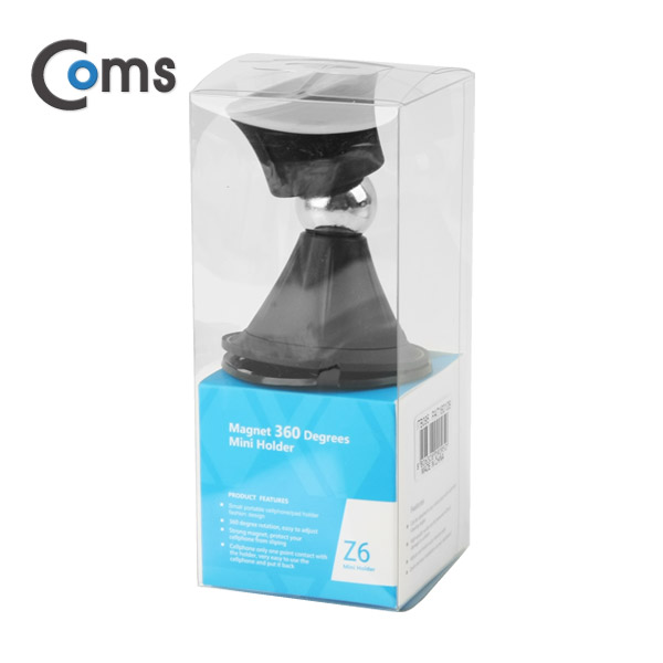 Coms 스마트폰 스탠드(양면 흡착) Black 자석 360도 회전