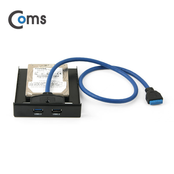 Coms USB 포트 3.0 전면 가이드(2Port)+2.5 하드 가이드, 하단 고정, 20핀 헤더