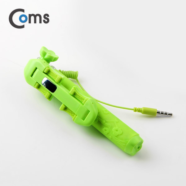 Coms 접이식 유선 셀카봉(초미니형) 13~70cm, Green