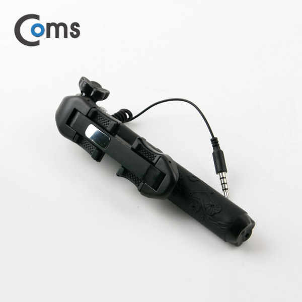 Coms 접이식 유선 셀카봉(초미니형) 13~70cm, Black