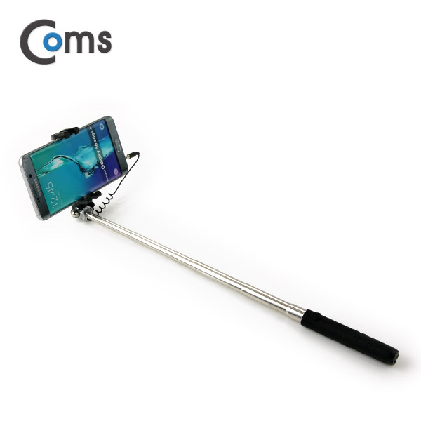 Coms 접이식 유선 셀카봉(초미니형) 13~70cm, Black