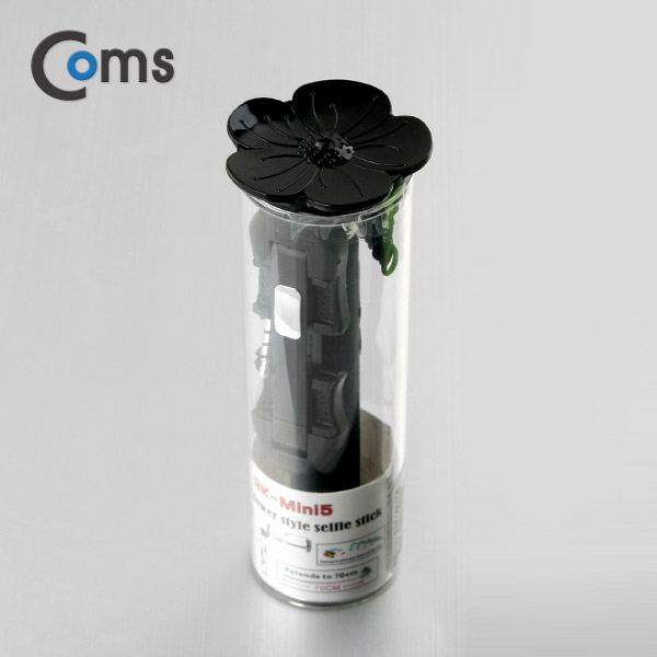 Coms 접이식 유선 셀카봉(초미니형) 13~70cm, Black
