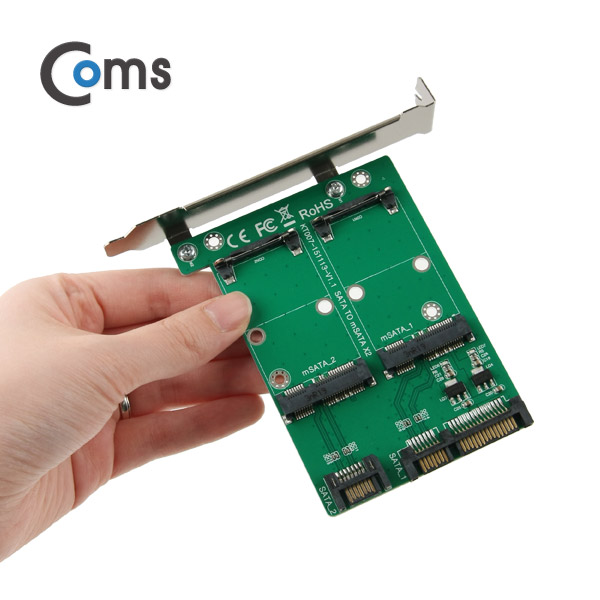 Coms SATA 컨버터(mSATA to SATA) 50mm / 2포트, PC 브라켓