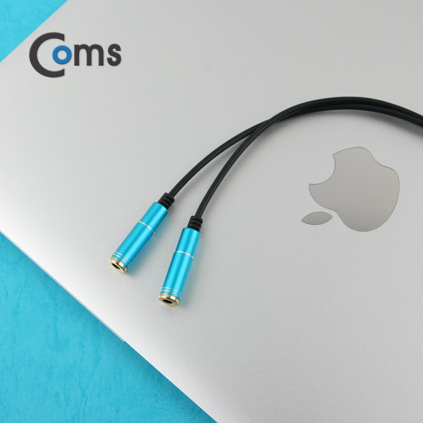 Coms 스테레오 젠더 Y형(3.5 M/Fx2) Metal Blue 30cm/Stereo