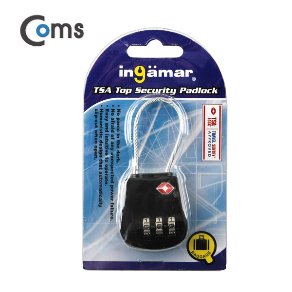 Coms 도난방지 자물쇠(TSA), 와이어 Lock / 3-dial