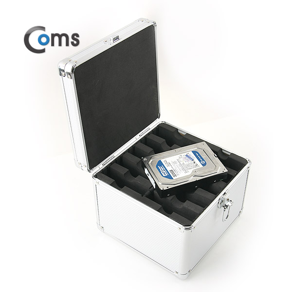 Coms HDD 케이스 (3.5*10) 245*245*200mm 잠금장치 내장형 가방, 실버