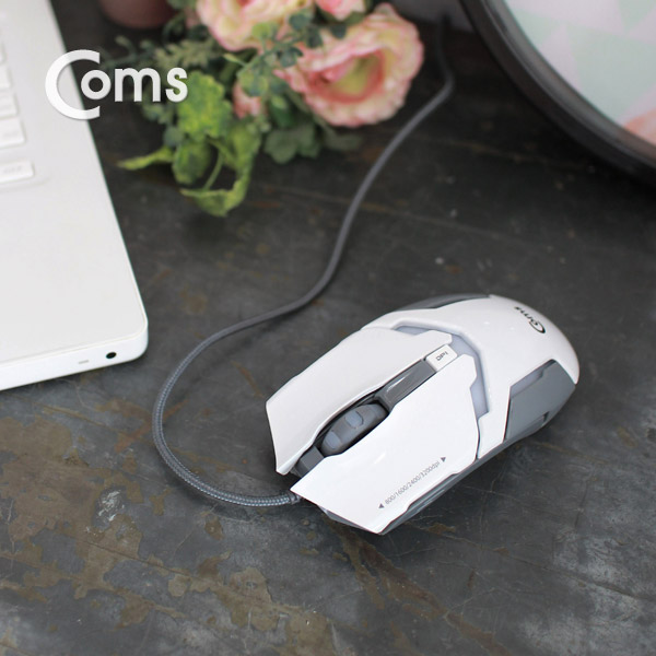 Coms 게이밍(사무용) 마우스 / 7컬러 LED 변환, 최대 3200DPI, 흰색