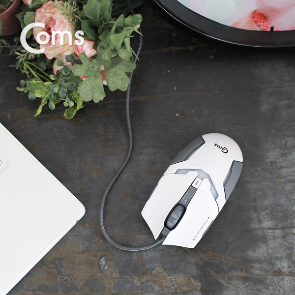 Coms 게이밍(사무용) 마우스 / 7컬러 LED 변환, 최대 3200DPI, 흰색