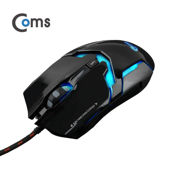 Coms 게이밍(사무용) 마우스 / 7컬러 LED 변환, 최대 3200DPI, 검정