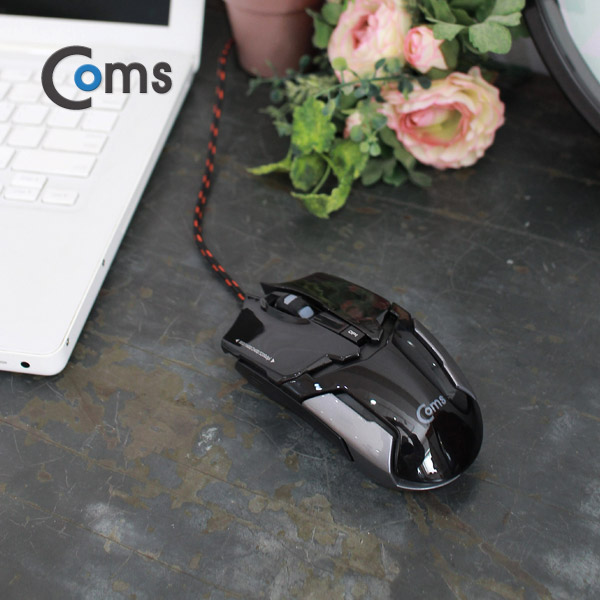 Coms 게이밍(사무용) 마우스 / 7컬러 LED 변환, 최대 3200DPI, 검정
