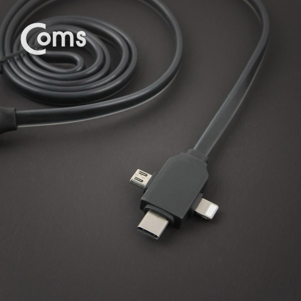 Coms USB 3.1 케이블 3 in 1(USB to Type C/Micro 5P/IOS 8P) 1M/Black