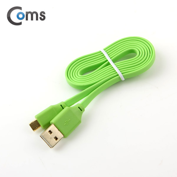 Coms USB/Micro USB 케이블, Gold Metal (양면), Flat, Green