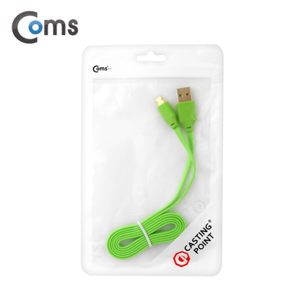 Coms USB/Micro USB 케이블, Gold Metal (양면), Flat, Green