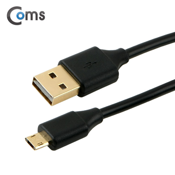 Coms USB/Micro USB 케이블, Gold Metal (양면), Black