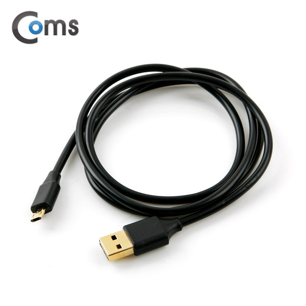 Coms USB/Micro USB 케이블, Gold Metal (양면), Black