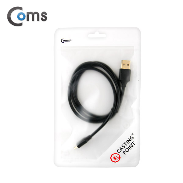 Coms USB/Micro USB 케이블, Gold Metal (양면), Black
