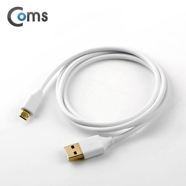 Coms USB/Micro USB 케이블, Gold Metal (양면), White