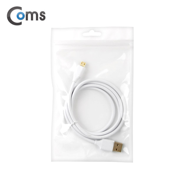 Coms USB/Micro USB 케이블, Gold Metal (양면), White