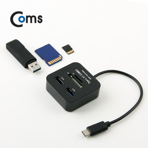 Coms USB 3.1 카드리더기(Type C), USB 2.0 2Port /SD / Micro SD