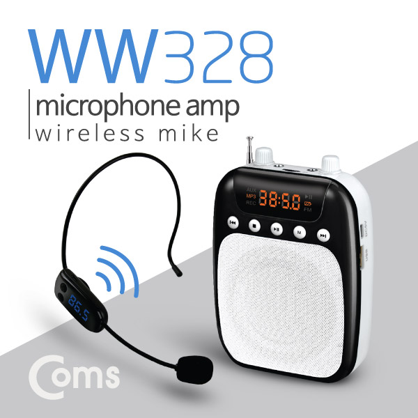 Coms 휴대용 무선 마이크 앰프(스피커) Black