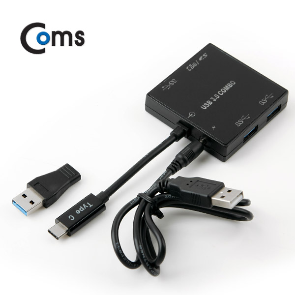 Coms USB 3.1 카드리더기(Type C), USB 3Port /SD / Micro SD / USB 3.0 젠더