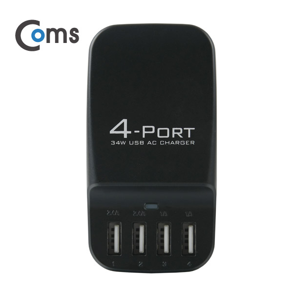 Coms 여행용 USB 4포트 전원 충전기/변환용-다기능 멀티(Black)
