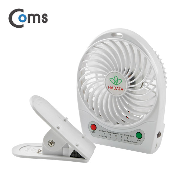 Coms 토네이도 USB 선풍기+집게형 (18650 충전)90mm, White