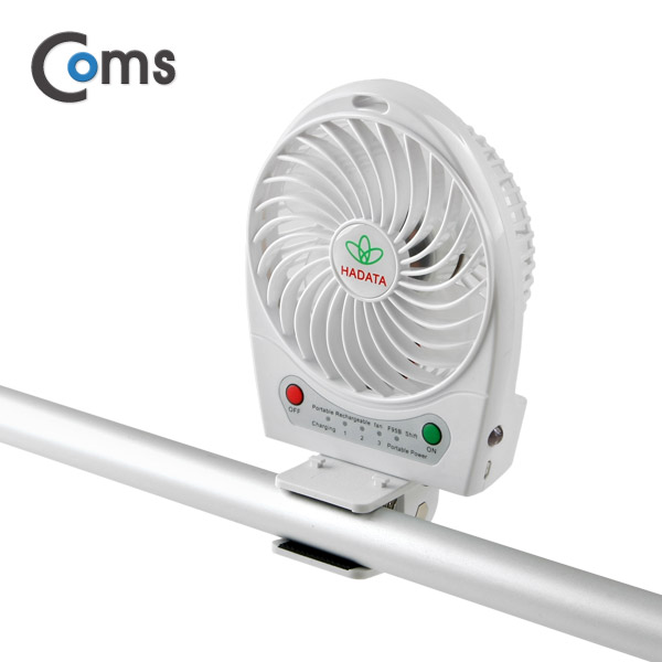 Coms 토네이도 USB 선풍기+집게형 (18650 충전)90mm, White